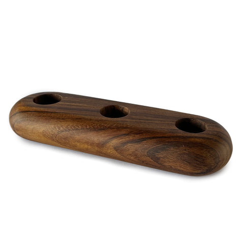 Porta velas de madera de parota con capacidad de 3 velas de té